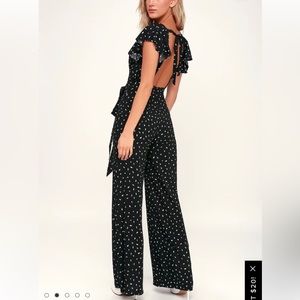 Lulu’s Black and White Print Backless Jumpsuit - Size L